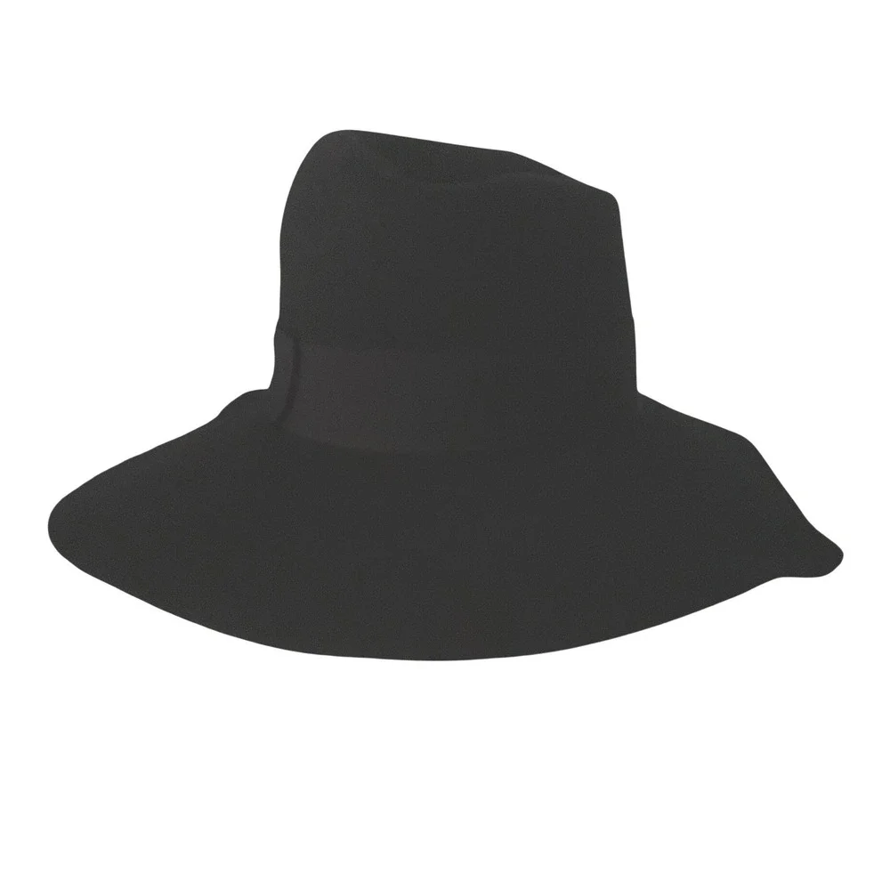 Brixton Black Wool Felt Wide Brim Fedora Hat Small 7 56cm Grosgrain Ribbon Band